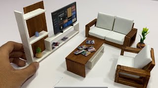 Making Mini Modern Wooden Furniture Set  Realistic Miniature  Model House [upl. by Aynosal]