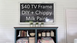 40 TV Frame DIY and chippy Milk Paint Entertainment Center [upl. by Volotta]