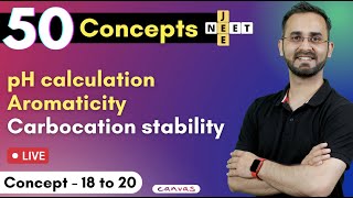 50 Concepts  pH calculation Stability of intermediates aromaticity Kjeldahl amp Dumas method [upl. by Og]