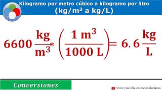 Conversión de kilogramo por metro cubico kilogramo por litro  kgm3 a kgL [upl. by Oulman]