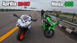 Ninja 400 vs Aprilia RS457  On Public Demand [upl. by Marya436]