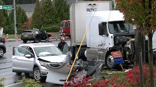 Semi vs Multiple Vehicles Military Road amp Canyon Road Puyallup WA [upl. by Langer440]