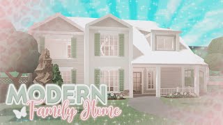 Sage Modern Farmhouse Family Home Exterior 🌱✨  Bloxburg House Speed Build [upl. by Donoho46]