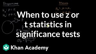 When to use z or t statistics in significance tests  AP Statistics  Khan Academy [upl. by Akcemat]