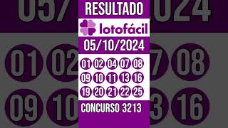 LOTO FACIL hoje  05102024  Resultado concurso 3213 [upl. by Orel]