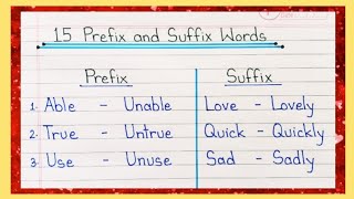 15 Prefix and Suffix In English  suffix and prefix  Prefix Words  Suffix Words  prefix suffix [upl. by Ostraw]