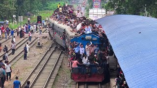 Eid Rush on Train Overcrowded Rajshahi Express of Bangladesh Railway [upl. by Apfel]