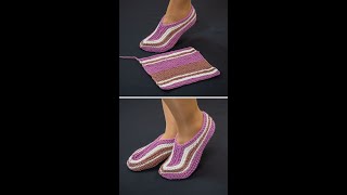 Simplest and fastest knitted slippers Everyone can do it Miarti🧶 [upl. by Brandyn]