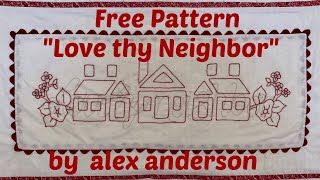 Free Shadow Redwork Pattern Love Thy Neighbor [upl. by Esinaej]