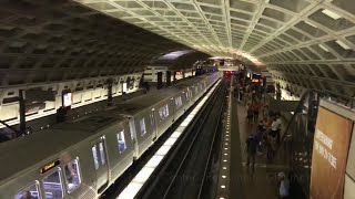 Washington DC Metro Many Lines at Metro Center Smithsonian U Station 1080p60 [upl. by Prichard]