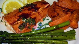 Salmon Recipe with Asparagus and Sweet Potato [upl. by Alithea296]