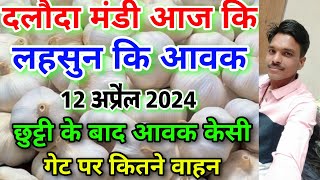 दलौदा मंडी 12 अप्रैल 2024 लहसुन कि आवक  garlic arrival today daloda mandi [upl. by Gilli]