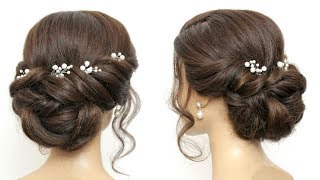 Easy Twisted Updo Bridal Hairstyle For Long And Medium Hair [upl. by Sabu]