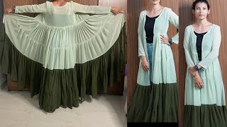 Flared over coat cutting and stitching Malayalam tutorialsshrug making  harshadesigner [upl. by Ellan]