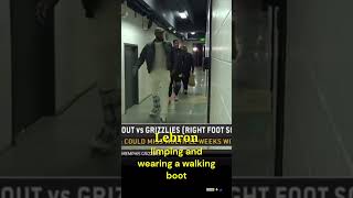 Lebron limping and wearing a walking boot shorts lakers lebronjames [upl. by Goodkin833]