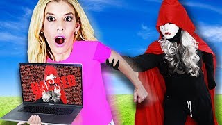 We Escape HACKER Hide and Seek Chase with FIRST E3 Laptop to save Game Master  Rebecca Zamolo [upl. by Krall]