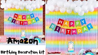 Birthday Decoration Ideas At Home Amazon Easy amp Under Budget Unicorn Birthday Party Decorations kit [upl. by Ahtinak475]