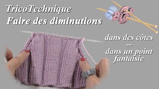 Tuto tricot  Diminutions dans un point fantaisie [upl. by Gewirtz619]