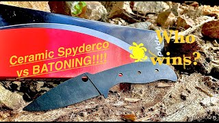 SPYDERCO HIC MT40 vs BATONING vs CERAMIC KITCHEN KNIFE [upl. by Nwahsan]