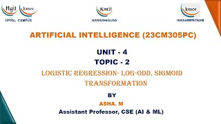 UNIT  4Logistic Regression logodd sigmoid transformation [upl. by Nnylkcaj]