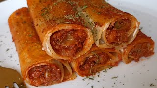 Rolled lasagna without cheese Extremely delicious taste🤌❤️‍🔥Lasagna Delicious without cheese [upl. by Romney]