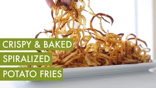 Spiralized Curly Oven Baked Potato Fries I Vegan amp Gluten Free Spiralizer Recipe [upl. by Leahci986]