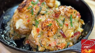 Loaded Shrimp Baked Potato Recipe  Loaded Twice Baked Potato [upl. by Dilly]