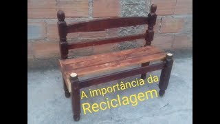 Banco feito de cabeceira de cama e pallet  demonstração [upl. by Alyhc]