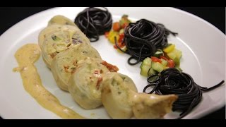 Recettes chefs METRO Calamars farcis à la ricotta spaghettis à lencre de seiche [upl. by Yentyrb]