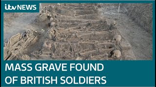 Mass grave of 81 British soldiers uncovered 200 years after their deaths in Netherlands  ITV News [upl. by Bekah958]