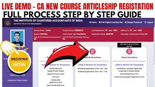 live Demo   CA Articleship Registration process  ICAI Articleship Registration Process Full Guide [upl. by Aleakam]