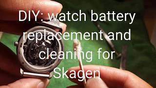 Watch battery replacement and cleaning Skagen [upl. by Vitia739]