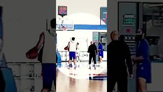 Harden Teaching Embiid The Double Stepback 😁 shorts [upl. by Dorfman]