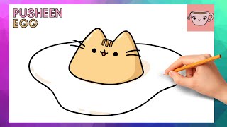 How To Draw Pusheen Cat  Egg  Cute Easy Step By Step Drawing Tutorial [upl. by Kinom]