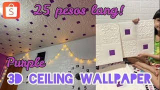 ROOM MAKEOVER  3D Foam Bricks Ceiling Wallpaper from Shopee Super Elegant ng dating [upl. by Arvonio]