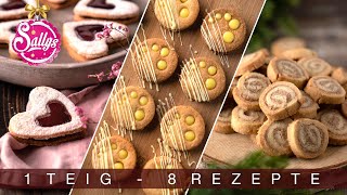 Plätzchen backen 1 Teig  8 Rezepte  Weihnachtsrezepte  Sallys Welt [upl. by Linea]