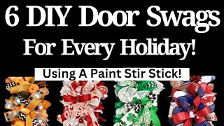 DIY DOOR SWAG WREATHS FOR EVERY HOLIDAY  STEP BY STEP TUTORIAL  Paint Stir Stick Method [upl. by Nanon]