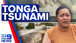 Communications down and toxic air after Tonga volcano erupts  9 News Australia [upl. by Lalat]