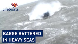 Dover RNLI volunteers rescue 65ft barge in heavy seas [upl. by Fretwell796]