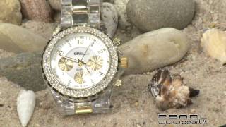 NC7298Montre à quartz look chrono � bracelet bicolore [upl. by Eahsan]