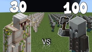 30 IRON GOLEMS VS 100 VINDICATORS MINECRAFT MOB FIGHT [upl. by Sedecram]