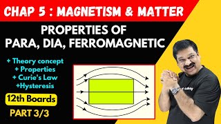 Properties of Para Dia amp Ferromagnetic material💥Part 33 Chapter 5 Magnetism amp Matter 💥12th Physics [upl. by Htide808]