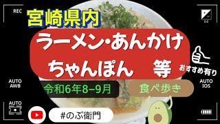 【宮崎市・日南市・日向市・小林市】ラーメン・あんかけ・ちゃんぽん等食べ歩き👉令和６年８月９月 [upl. by Garnette151]