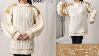 How to Crochet Oversized Sweater  Pattern amp Tutorial DIY [upl. by Doris]