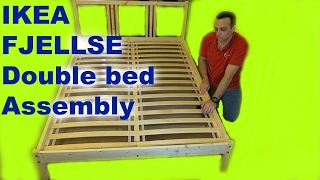 IKEA FJELLSE Double Bed Frame Assembly with LURÖY slatted bed base [upl. by Goody95]