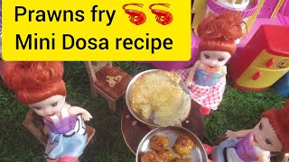 prawns fry 🦐🦐🦐🦐 MINI Dosa recipe Mini cooking video minifood [upl. by Vanhomrigh]