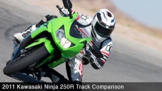 MotoUSA Track Comparo 2011 Kawasaki Ninja 250R [upl. by Ynnahc717]