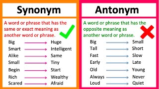 SYNONYM vs ANTONYM 🤔  Whats the difference  Learn with examples [upl. by Phila]