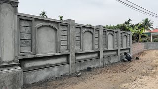 Techniques Construction And Decorative Fence Wall With Bricks Sand amp Cement You Must See [upl. by Diskson]