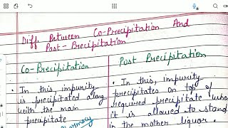 Difference between Coprecipitation and Postprecipitation  Gravimetry bpharmacynotes sem1 [upl. by Eesdnil]